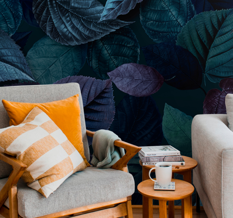 žalia ir mėlyna lapai augalai sienų tapyba - „Tenstickers“