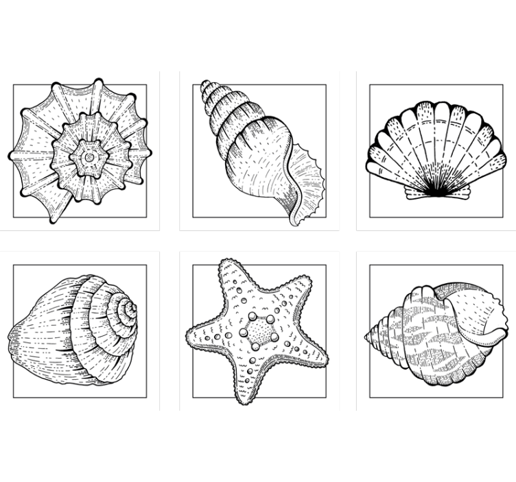 Jūrų gyvybės ir kriauklių jūrų gyvybės padėkliukai - „Tenstickers“