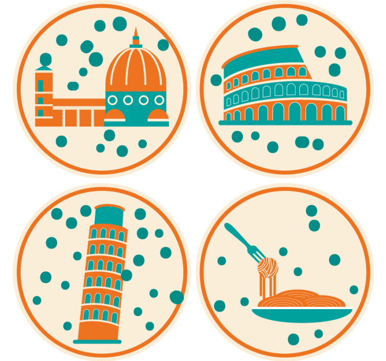 Modernus padėkliukas su ikoniškais italijos paminklais - „Tenstickers“