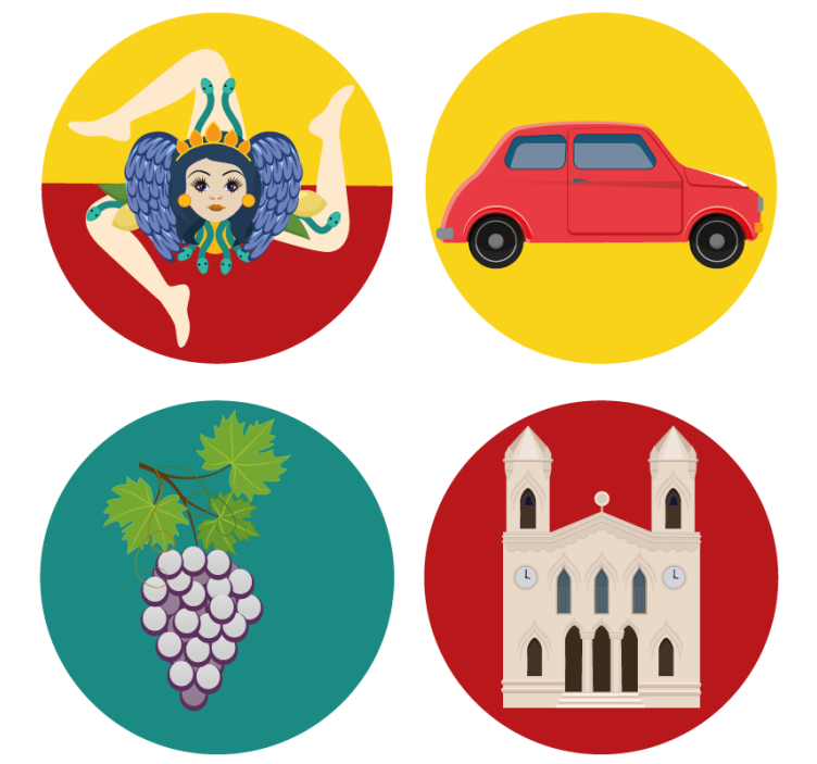 Modernus padėkliukas sicilijos mitologijos vynuogėms - „Tenstickers“