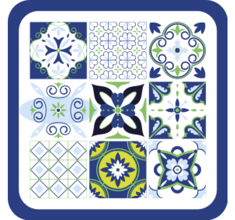 Spalvingi raštuoti kvadratai plytelių padėkliukas - „Tenstickers“