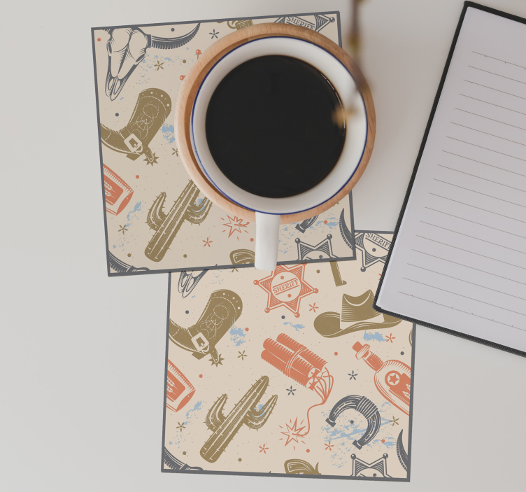 Kaubojus elementai modelis gėrimas padėkliukas - „Tenstickers“