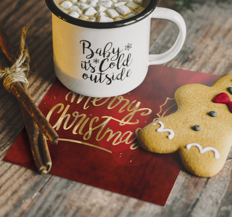 Linksmų kalėdų raudonuose gėrimų padėkliukuose - „Tenstickers“