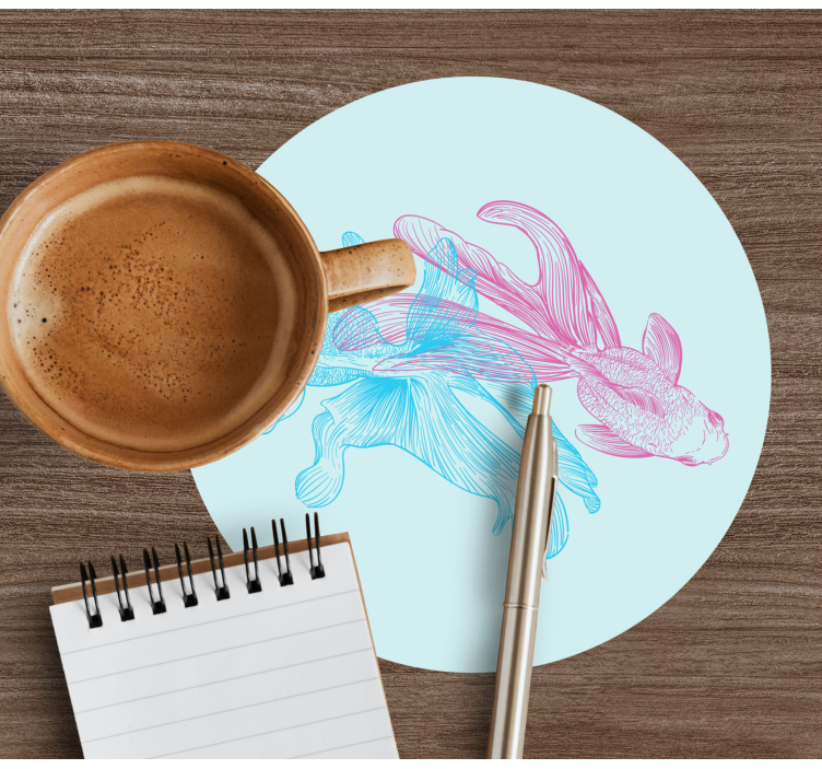 Mėlynos ir rausvos spalvos žuvų rankomis nupiešti šiuolaikiški pa - „Tenstickers“