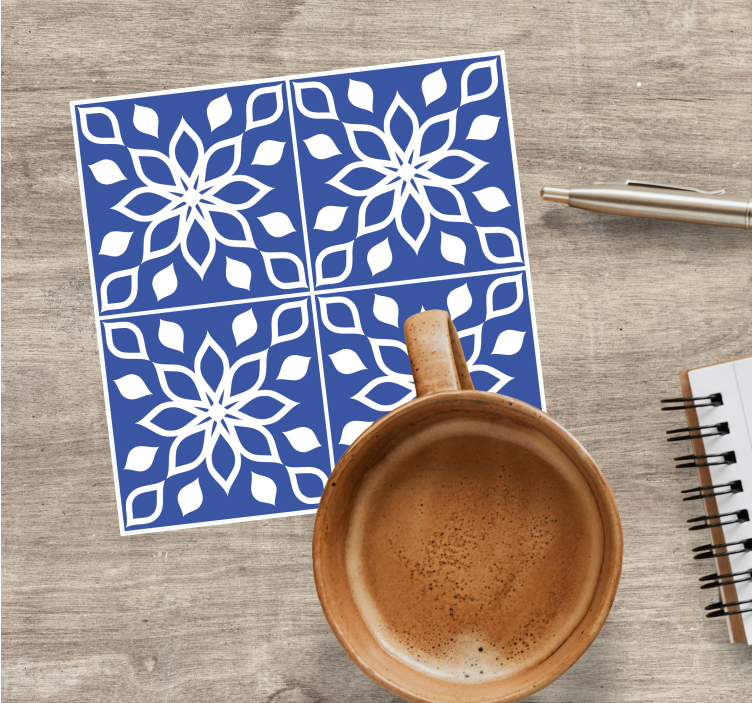 Mėlynos pietinės plytelės rašto plytelių padėkliukai - „Tenstickers“