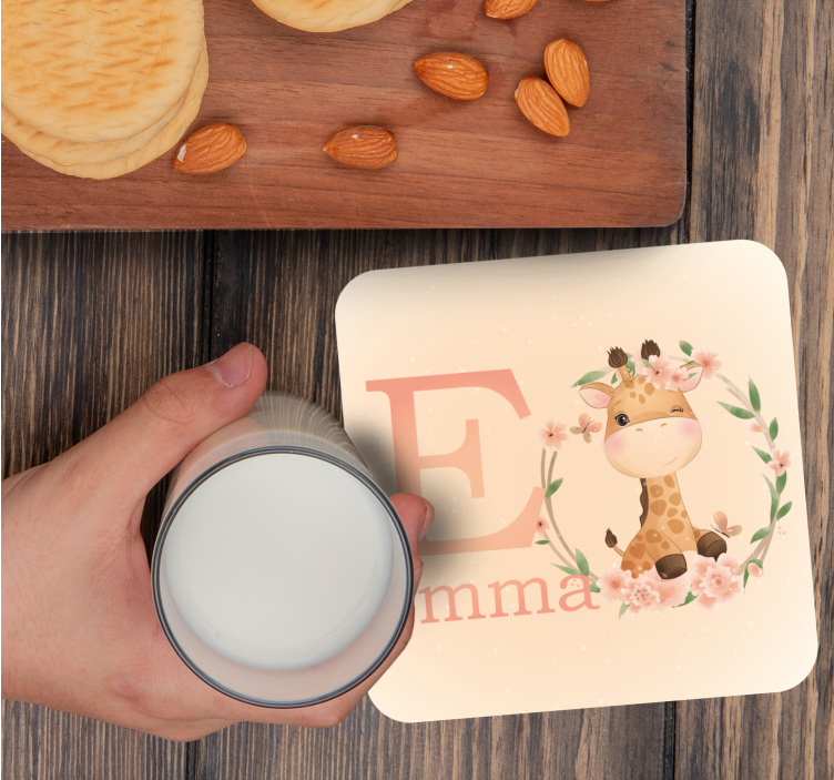 Mielas žirafos mergaitės vardas suasmeninti padėkliukai - „Tenstickers“