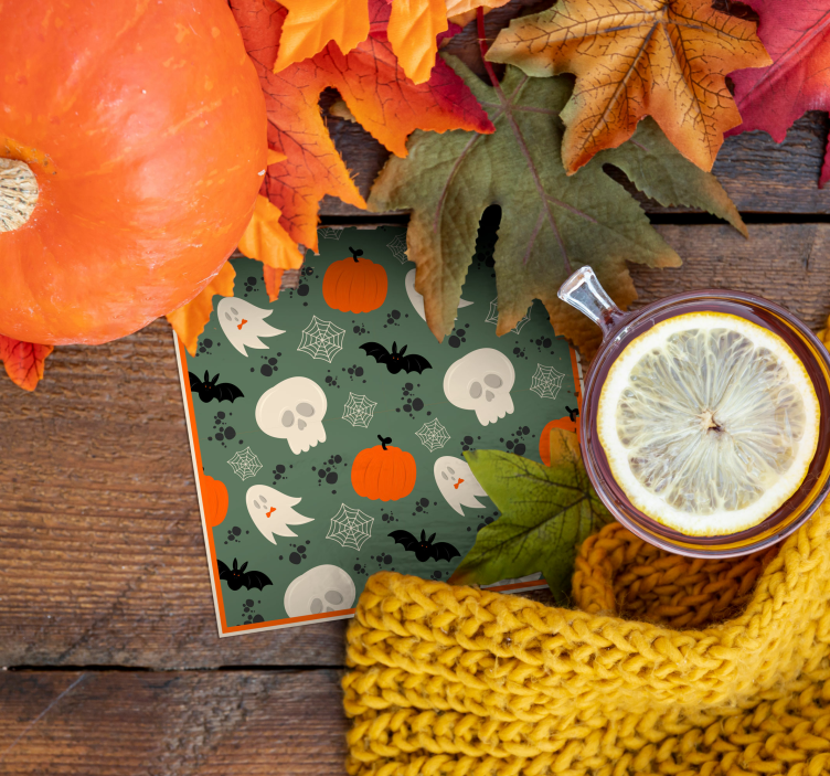 Moliūgai, vaiduokliai ir vorai helovino padėklas - „Tenstickers“