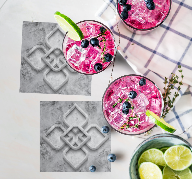 Pilki 3d geometriniai akmens plytelių padėkliukai - „Tenstickers“