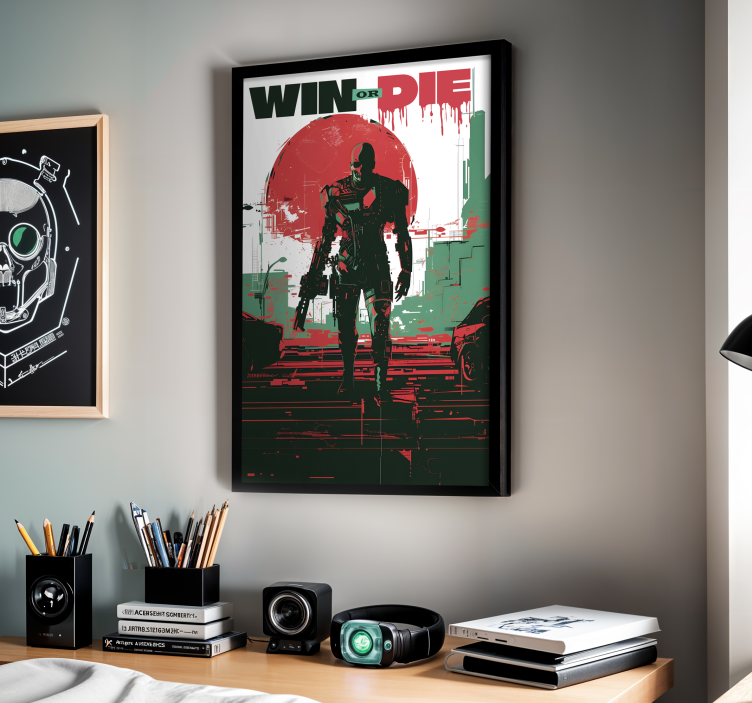 Kibernetinis androidas vaizdo žaidimų plakatas - „Tenstickers“