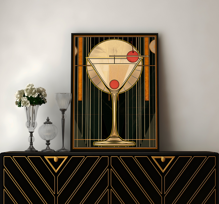 Sausas martinis Art Deco plakatas - „Tenstickers“