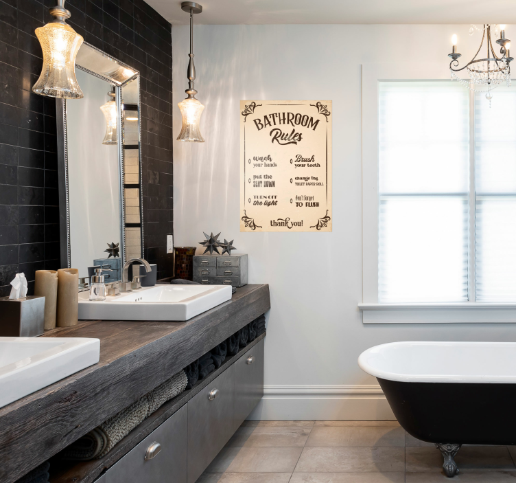 Senovinis vonios kambario taisyklių plakatas - „Tenstickers“