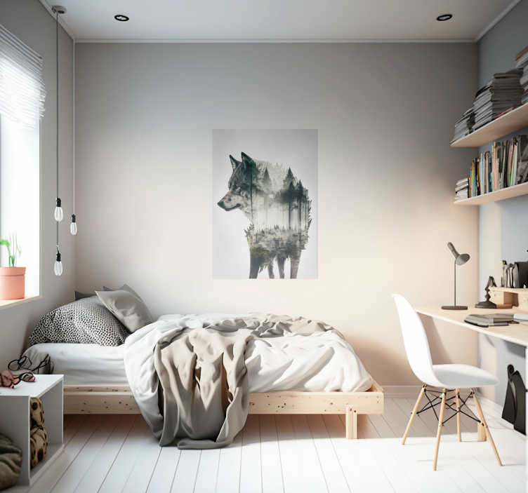 Vilko dvigubos ekspozicijos gyvūno plakatas - „Tenstickers“