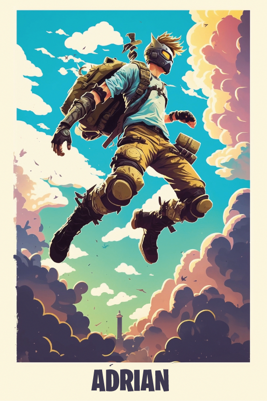 Plakatai jaunimo kambariui su epiniu personažu ir vardu - „Tenstickers“