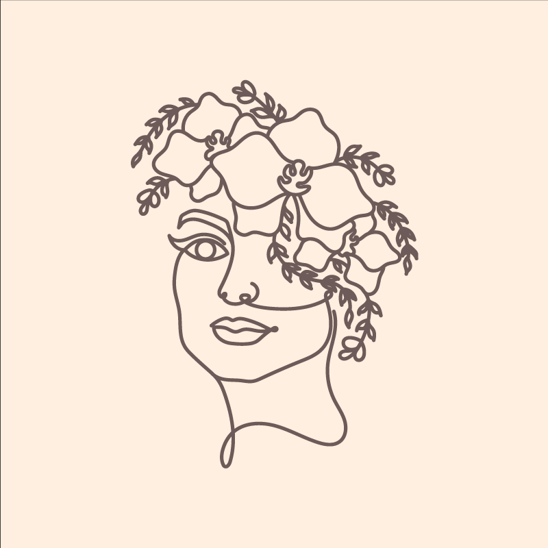 Plakatai svetainė minimalistinė miela moters siluetas gėlės - „Tenstickers“