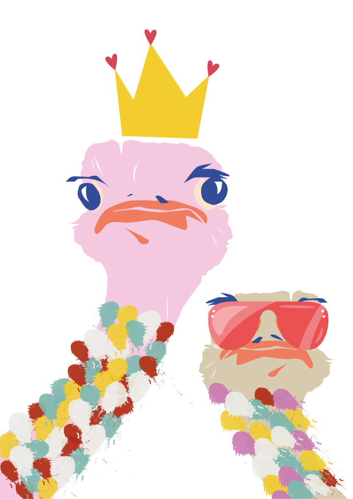 Plakatai svetainė spalvingų stručių meniniu stiliumi - „Tenstickers“