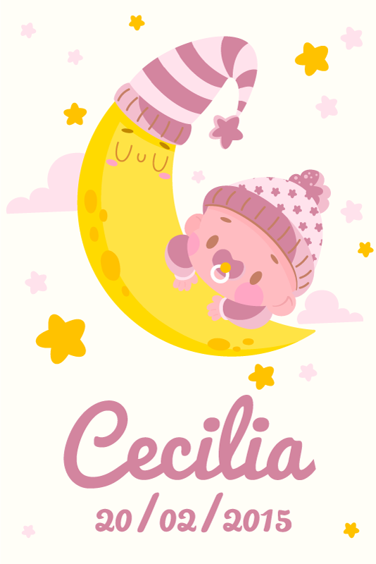 Plakatai vaikų darželis kūdikis su vardu ir gimimo diena - „Tenstickers“