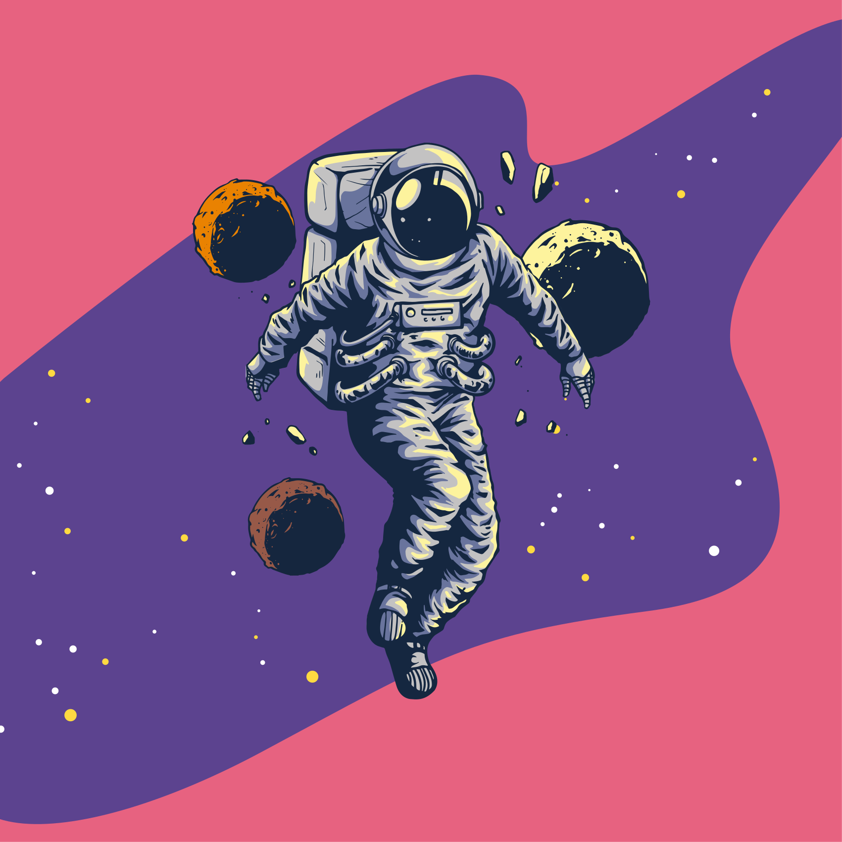 Plakatai vaikų darželis pieštas astronautas skrendantis - „Tenstickers“