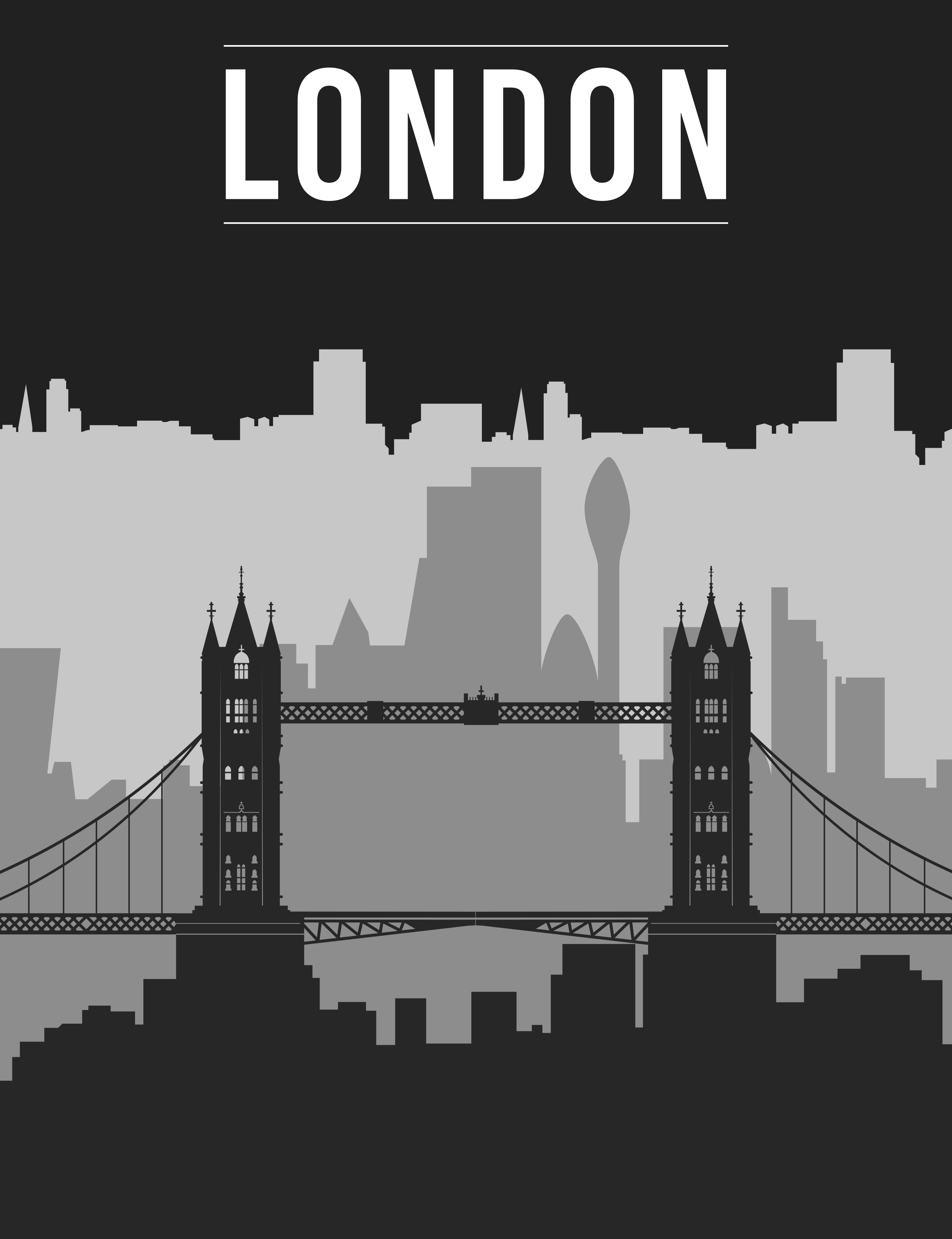 Plakatai frazės juodos ir pilkos londono panorama - „Tenstickers“