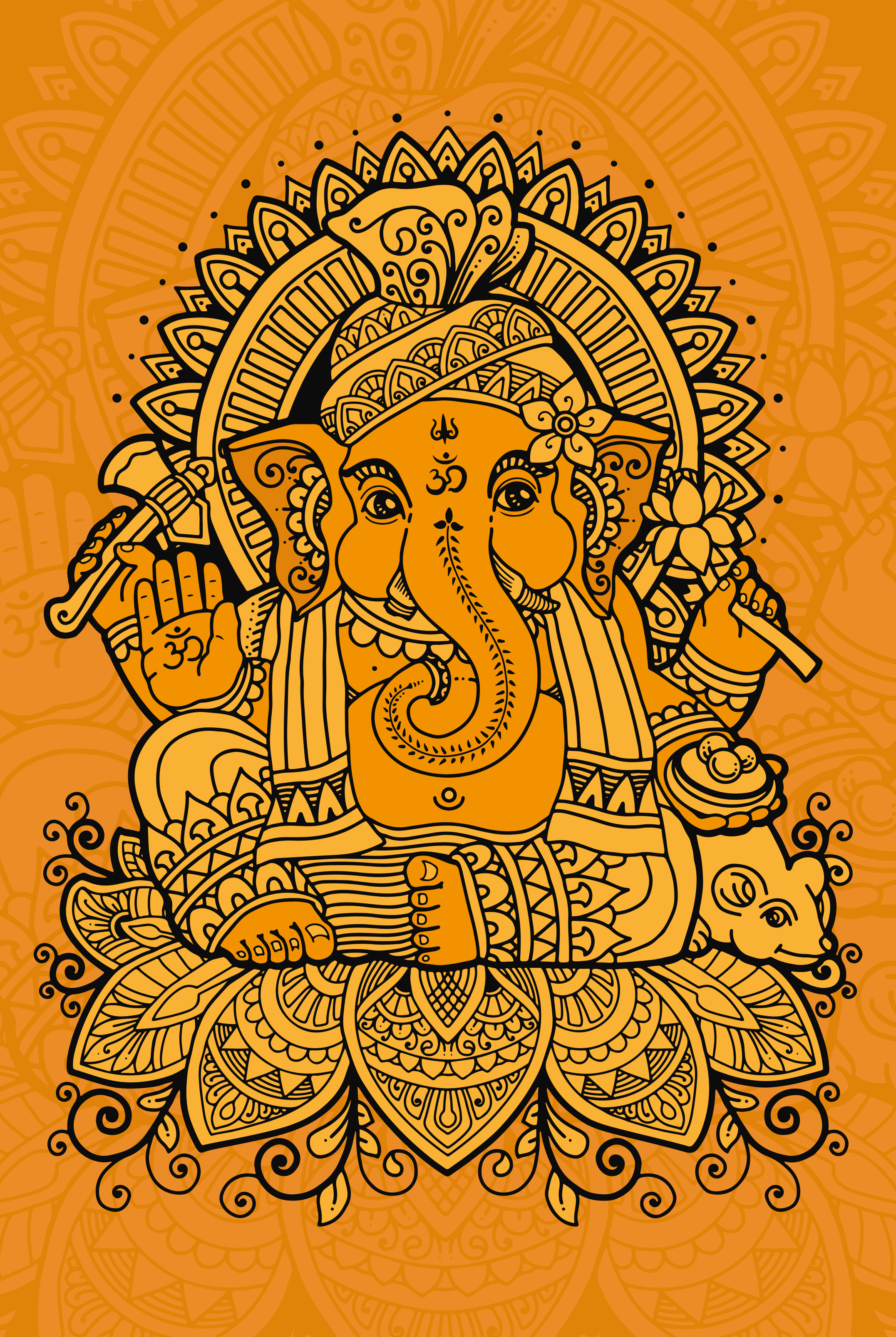Plakatai zen mandala su ganeša centre - „Tenstickers“