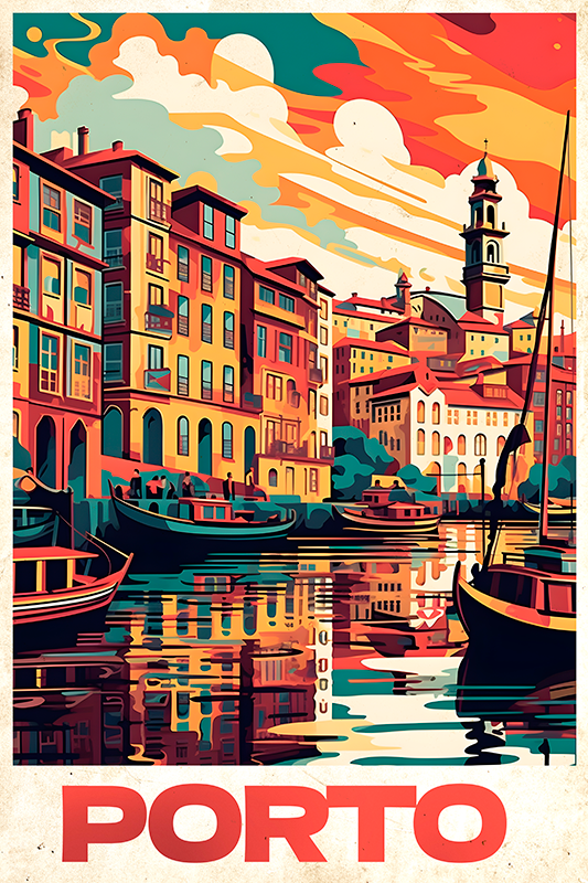 Plakatai šalys ir miestai oporto retro plakatas - „Tenstickers“