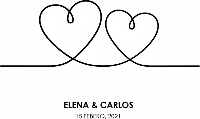 Plakatai personalizuotas vienos linijos širdis - „Tenstickers“