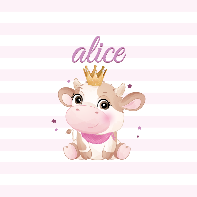 Plakatai personalizuotas mielas karvės princesė - „Tenstickers“