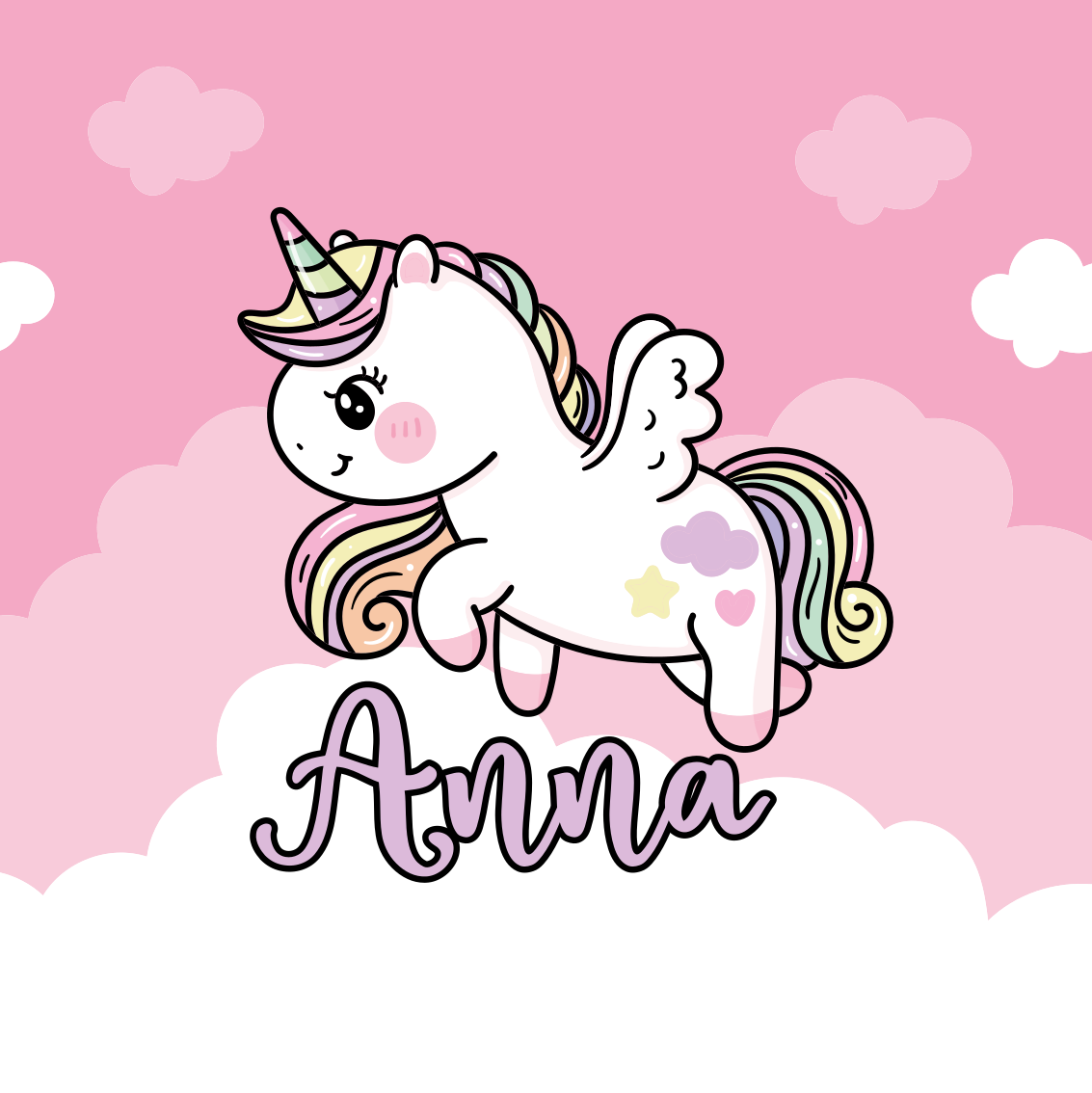 Plakatai personalizuotas mielas vienaragis fantazija - „Tenstickers“