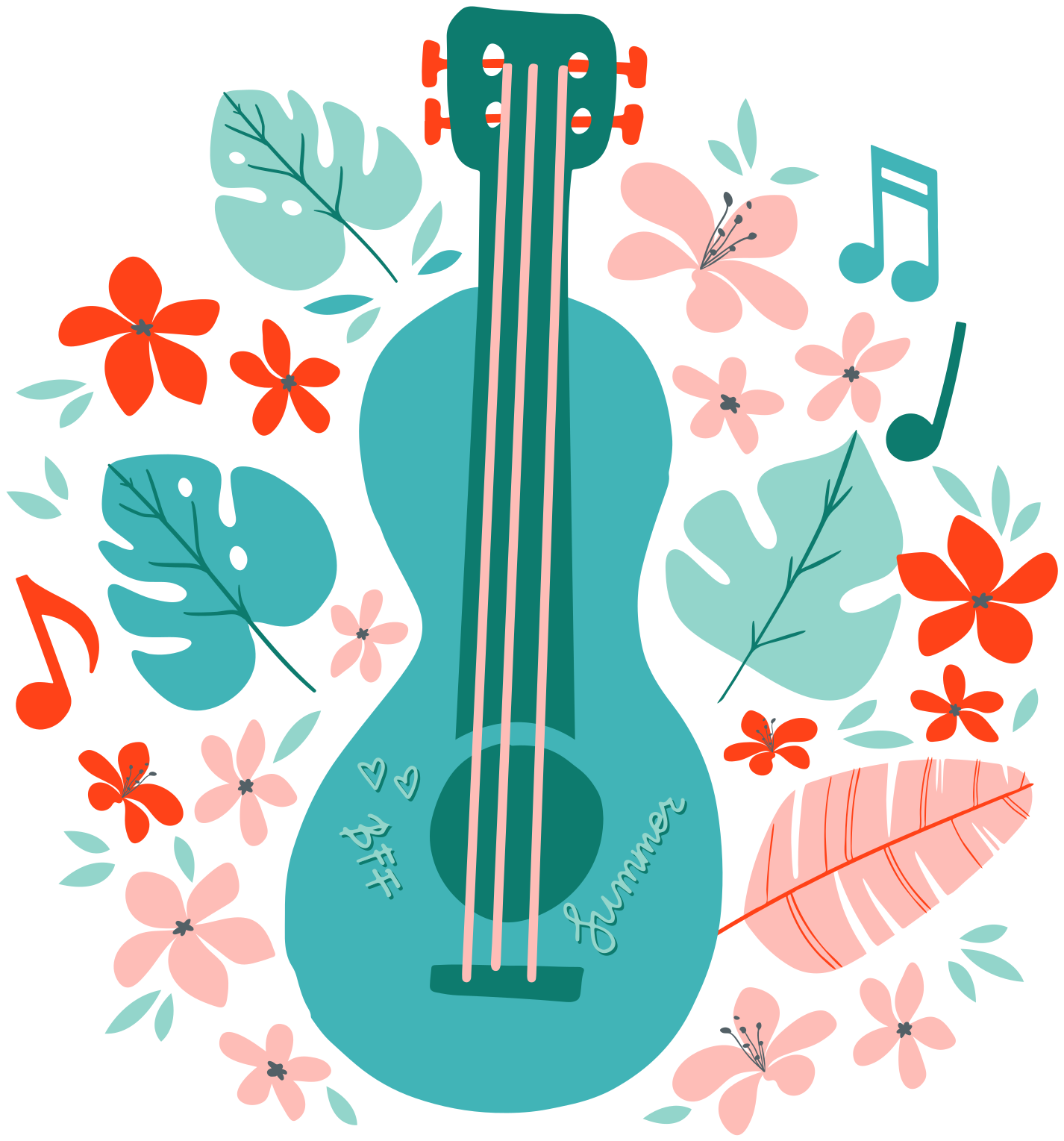 Plakatai muzika gitara su gėlėmis - „Tenstickers“