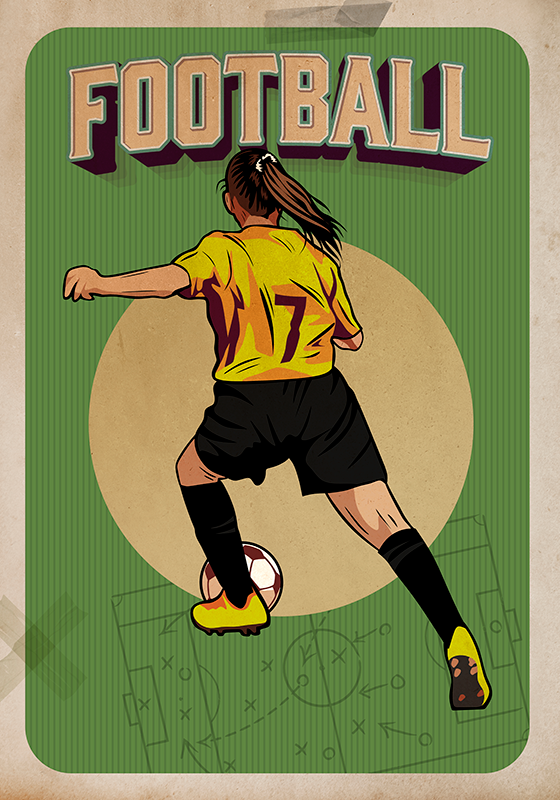 Plakatai futbolas moterims retro - „Tenstickers“