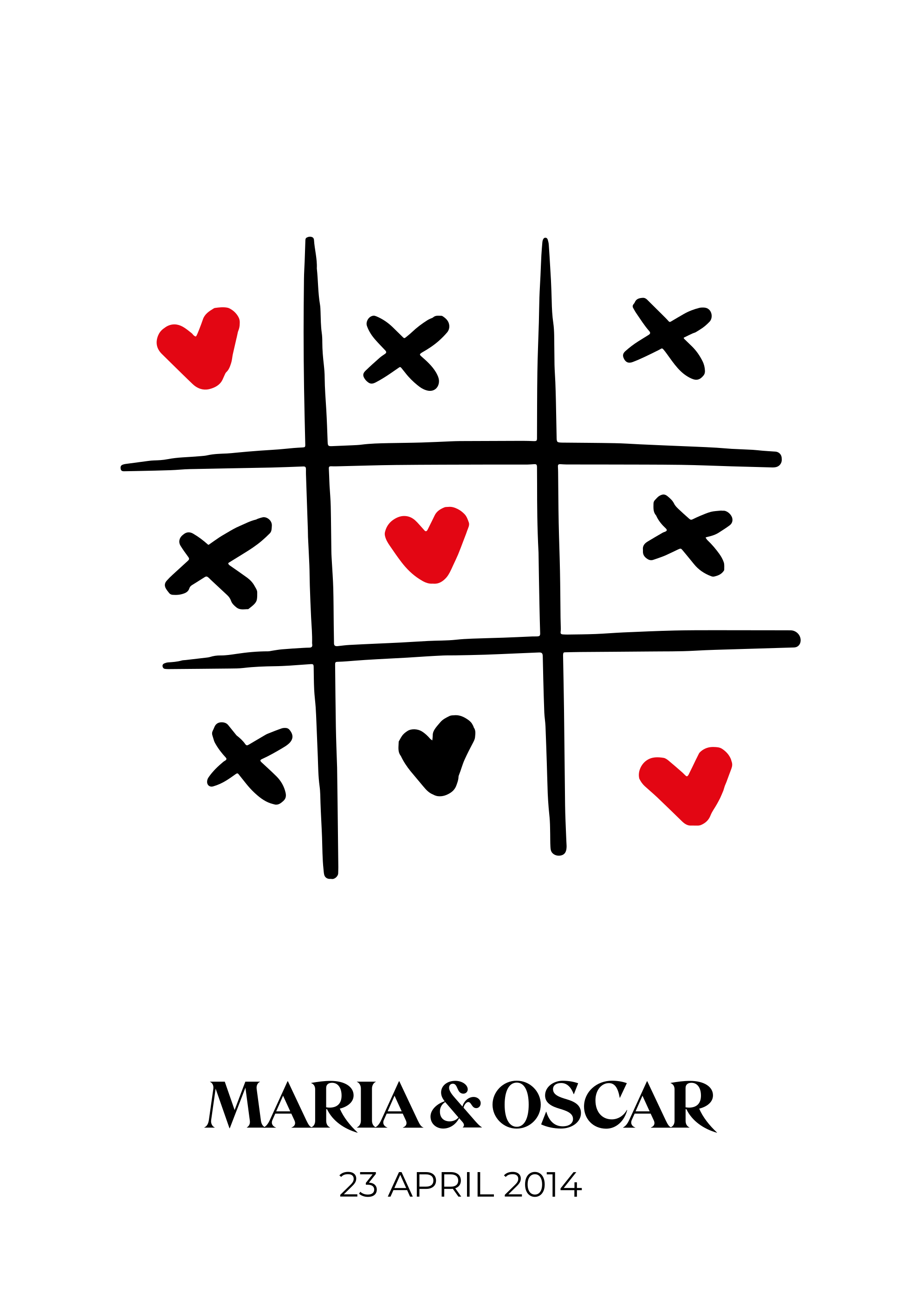 Tic tac toe love tinkinamas plakatas - „Tenstickers“