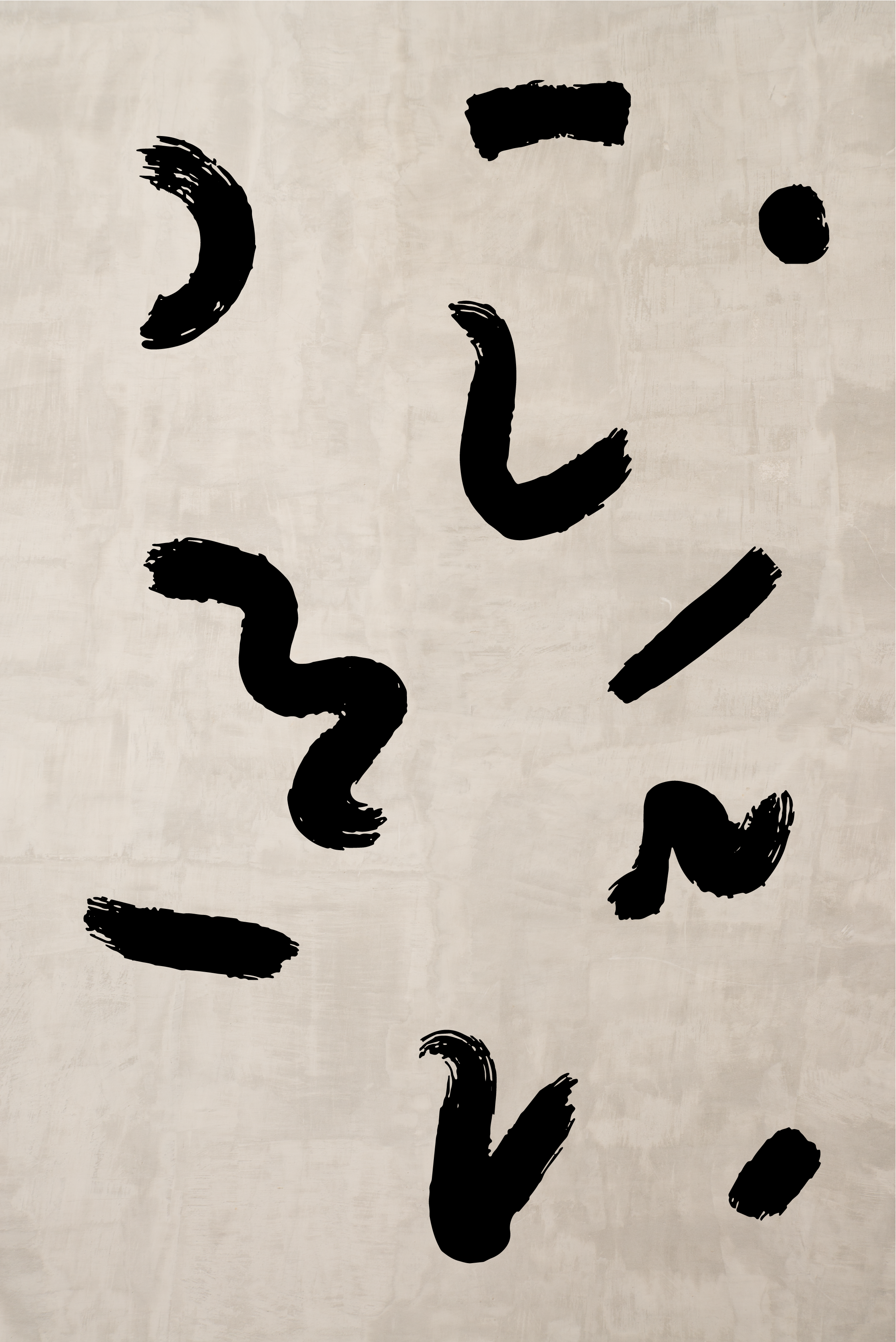 Juodos spalvos teptukų formos skandinaviškas plakatas - „Tenstickers“