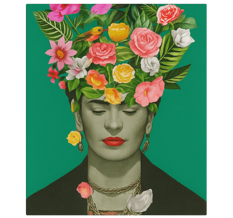 Frida kahlo spalvingos gėlės Drobė menas - „Tenstickers“