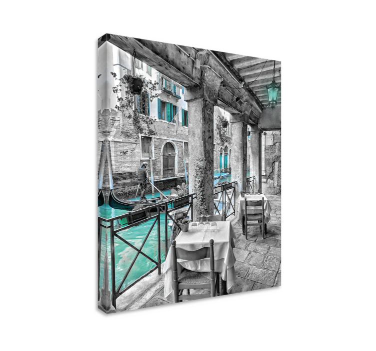 Vyras, važiuojantis laivu venecijos miesto drobės spaudiniais - „Tenstickers“