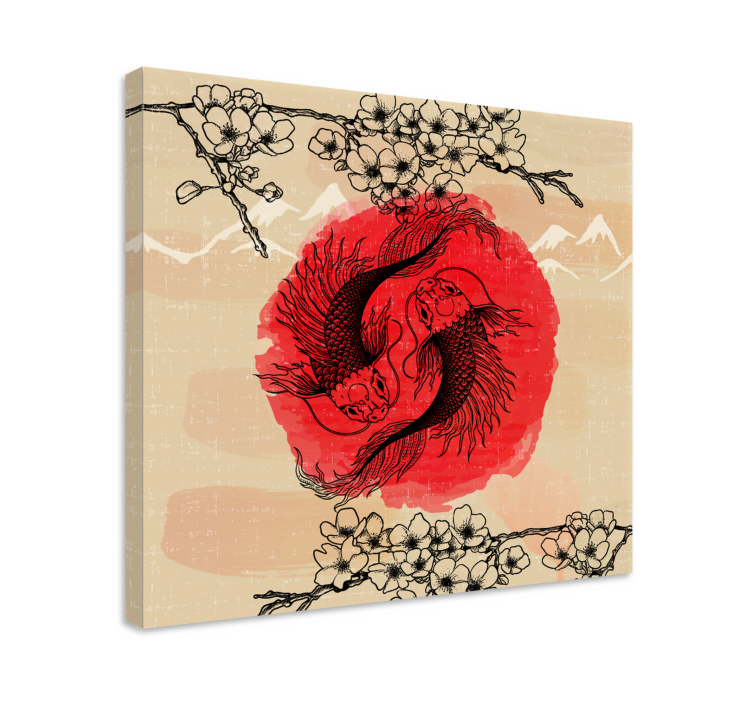 Ying yang fishes žuvų drobė - „Tenstickers“