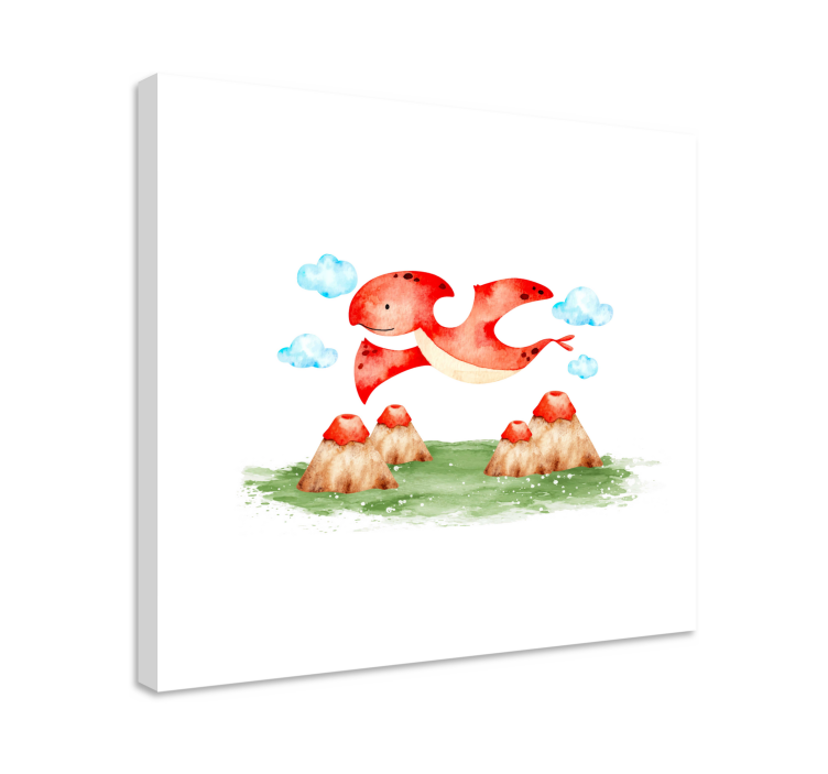 Drobė dinozauras raudonas skraidantis padaras - „Tenstickers“