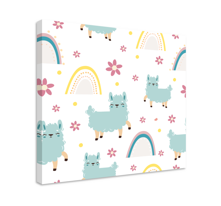 Drobė gyvunais lamos ir gėlės - „Tenstickers“