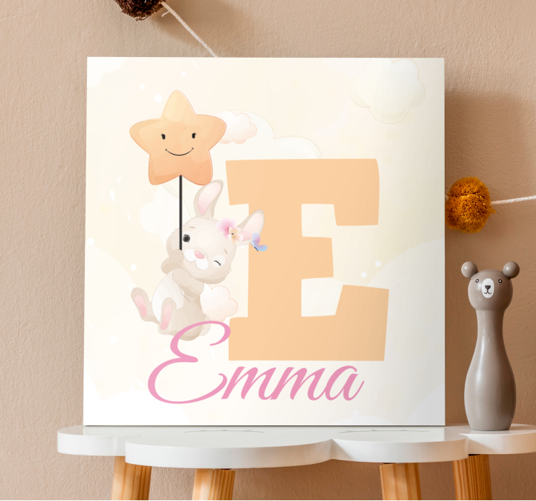 Drobė 3d laimingas kiškis laikantis Žvaigždę - „Tenstickers“