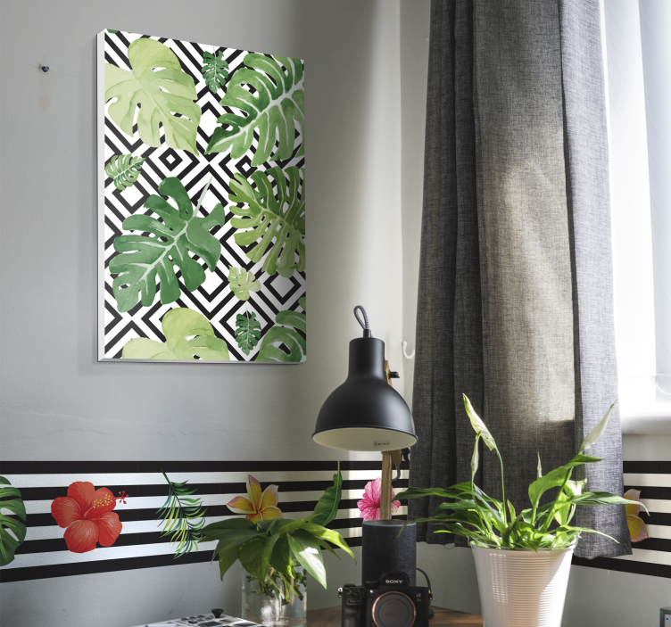 Drobė gėlės ir augalai tropinių lapų raštas - „Tenstickers“