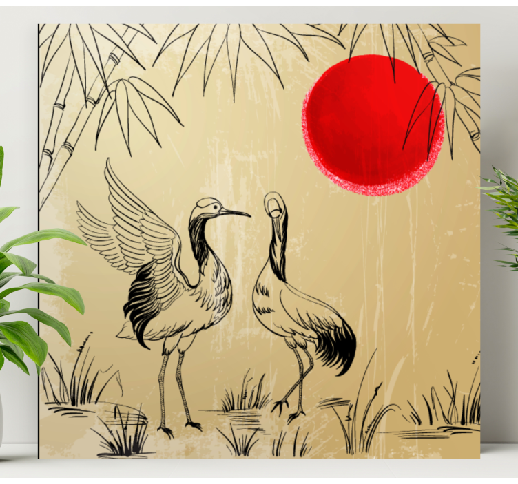 Drobė mandala gervės ir saulė - „Tenstickers“