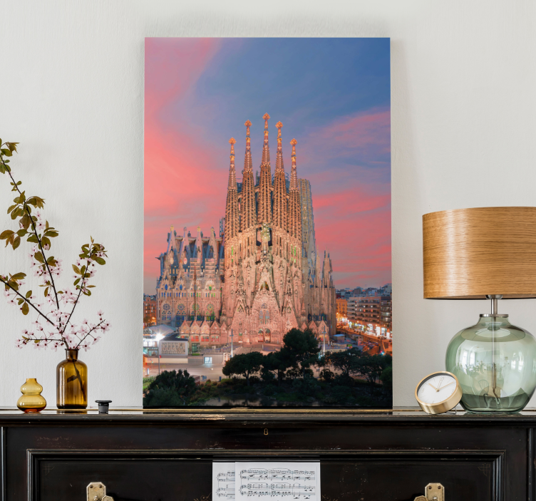 Drobė miestai ir šalys sagrada familia saulėlydis - „Tenstickers“