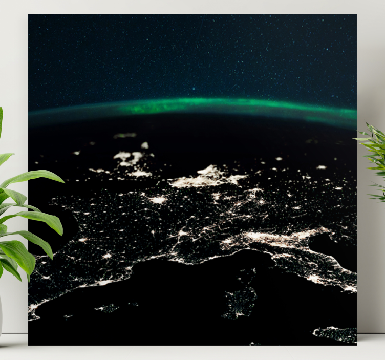 Drobė pasaulio žemėlapis iš oro naktį - „Tenstickers“