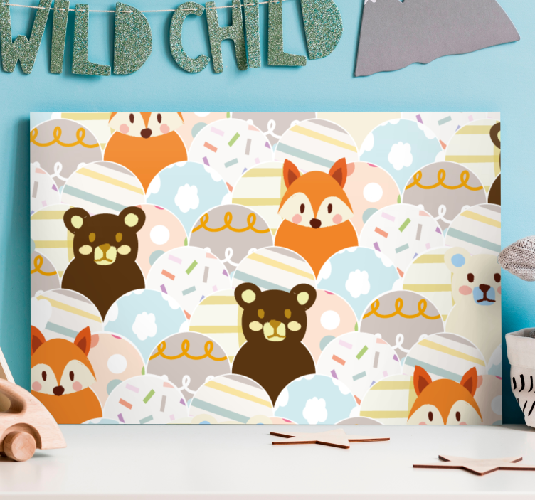 Drobė personažai mielos gyvūnų veido išraiškos - „Tenstickers“