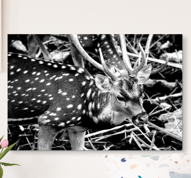 Elegantiškas pilkos spalvos portretas Drobė elnias - „Tenstickers“