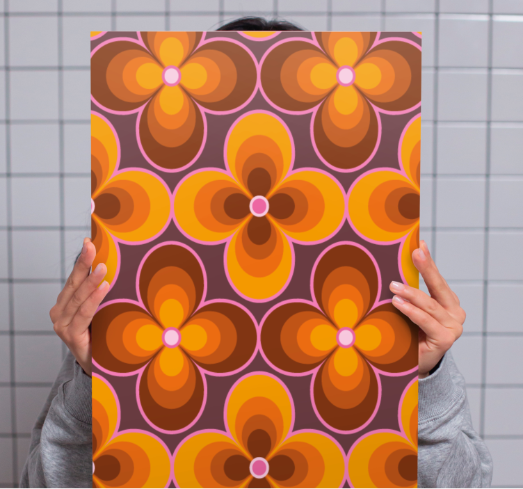 Gėlių retro groovy modelio retro drobė - „Tenstickers“