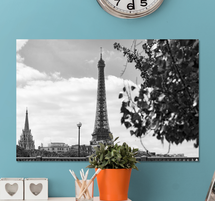 Juodai balti eifelio bokšto miesto paveikslaiatspaudai - „Tenstickers“