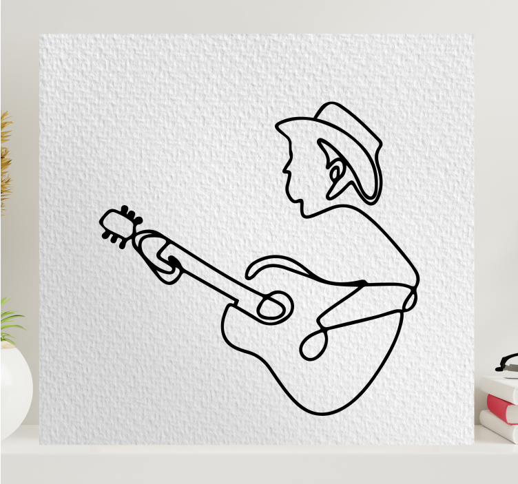 Juodo gitaristo minimalistinės muzikos drobė - „Tenstickers“