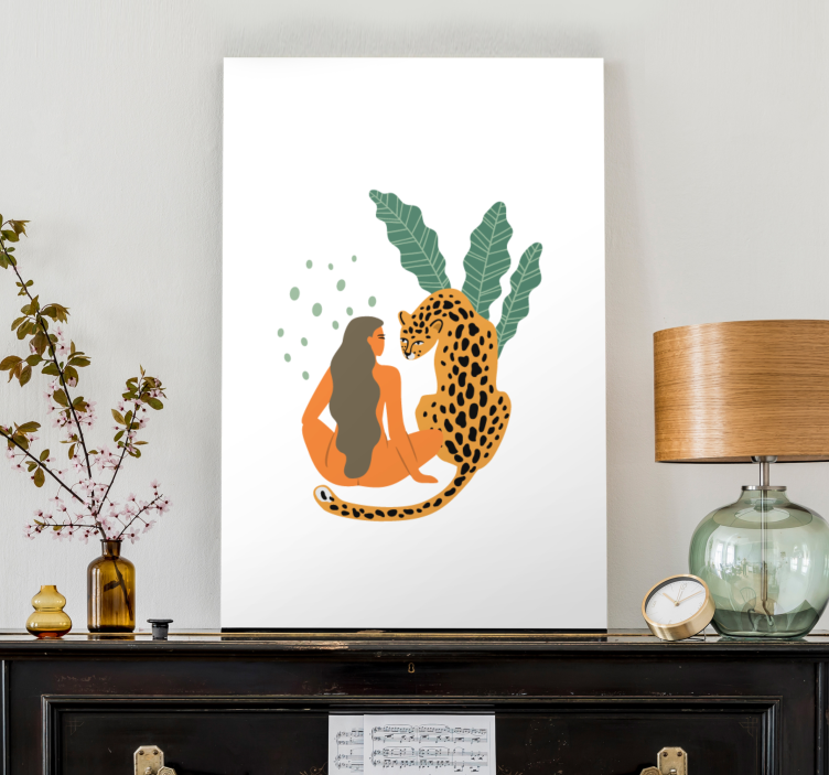 Moters ir leopardo apkabinimas Drobė žmonės ir veikėjai - „Tenstickers“