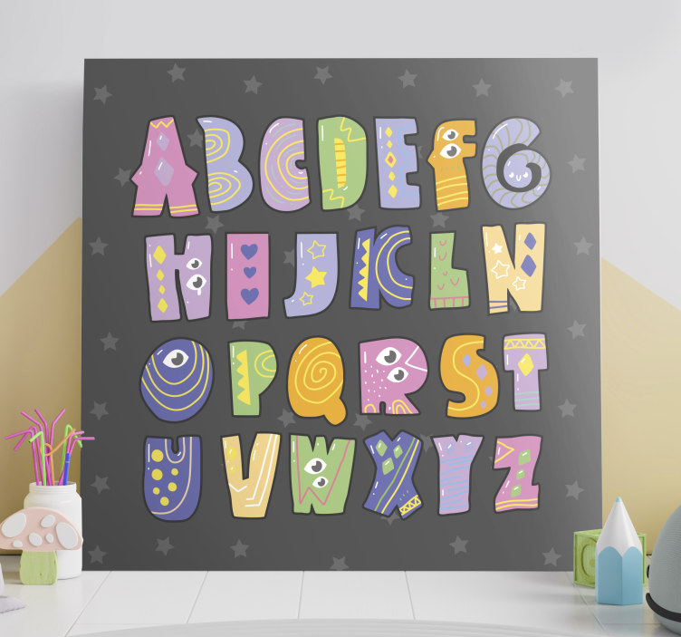 Spalvoti abėcėlės drobės atspaudai - „Tenstickers“