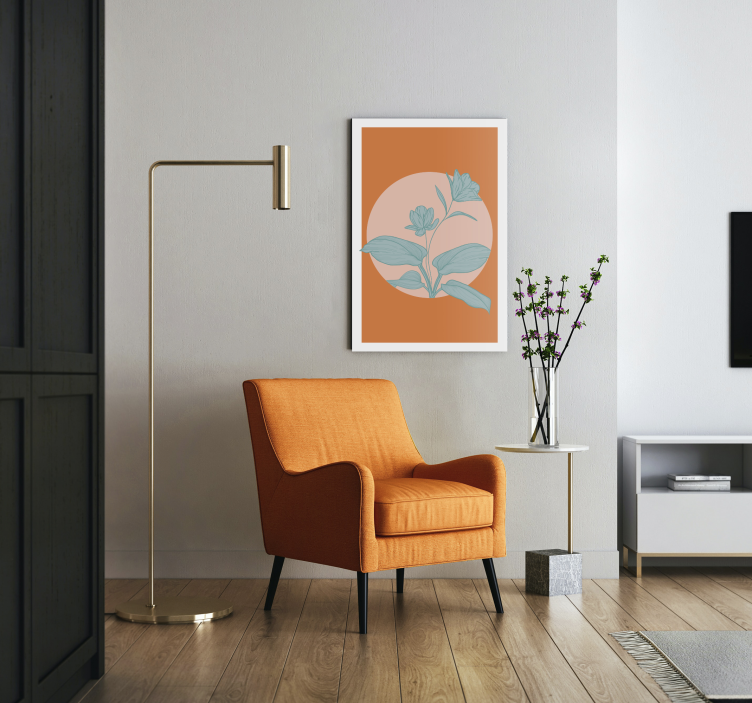 Oranžinė stilizuota iliustracija Drobė gėlės ir augalai - „Tenstickers“