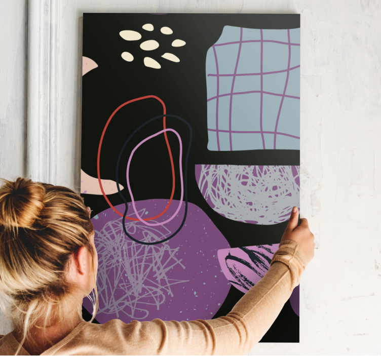 Violetiniai koliažai abstrakciniai paveikslaimeno spaudiniai - „Tenstickers“